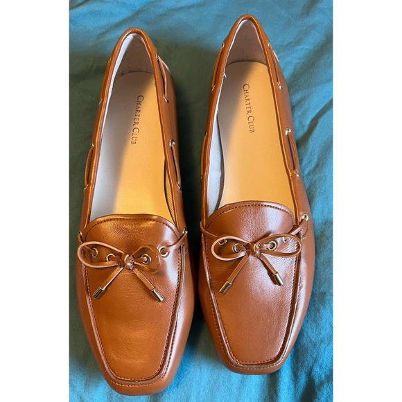 Charter Club Shoes - CHARTER CLUB WOMEN'S SIZE 10 Davinaa Lace-Up Loafer Flats Brown